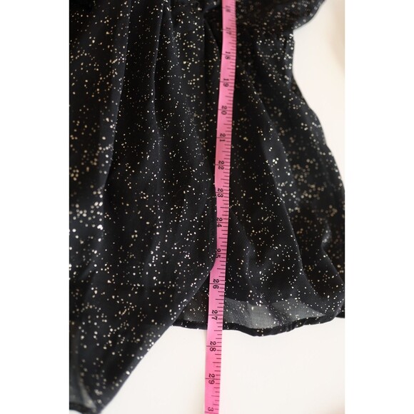 Lane Bryant Peplum Top 20 Black Gold Sparkle Sheer Sleeves Whimsigoth Fairy - Picture 9 of 11